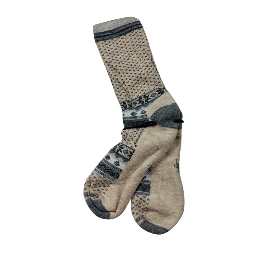 Smartwool 2 Pair Women L Cozy Cabin Crew Merino Wool Socks Natural Large LOT 2